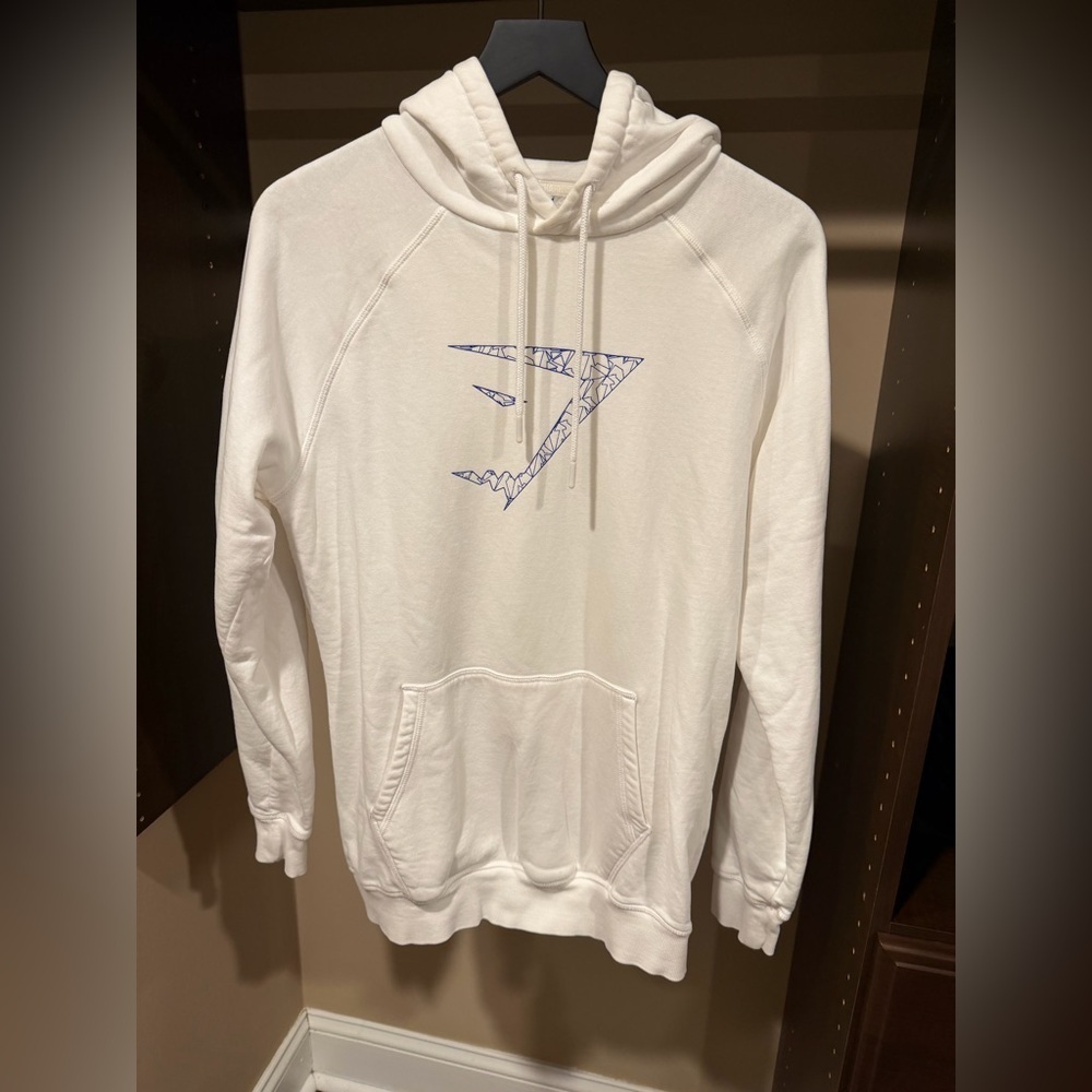 Gymshark White Hoodie with Blue Design